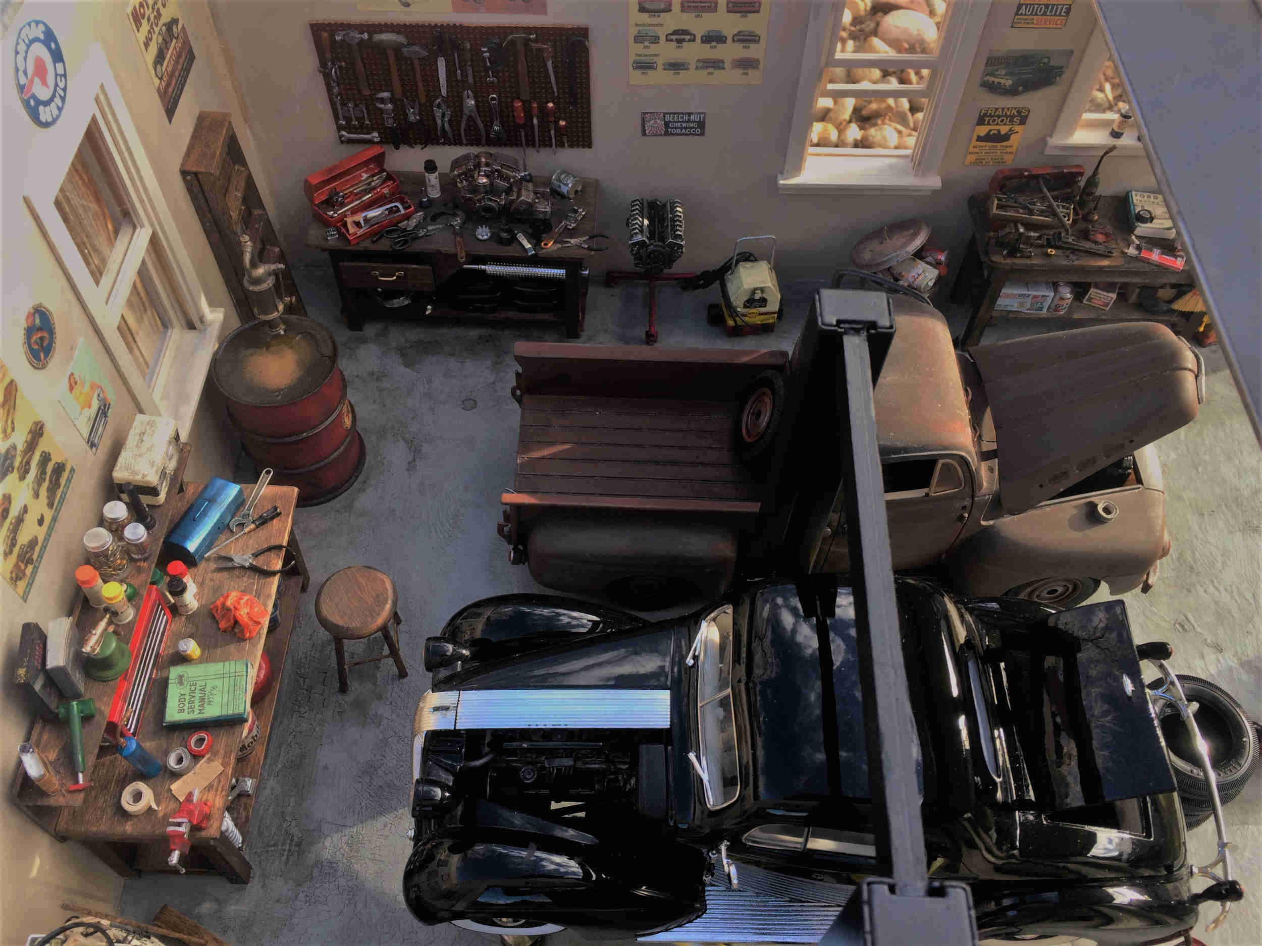 Overview of garage interior
