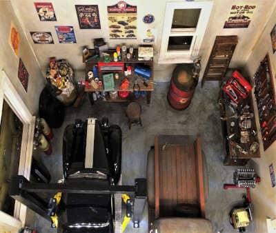 Garage interior and work bench
